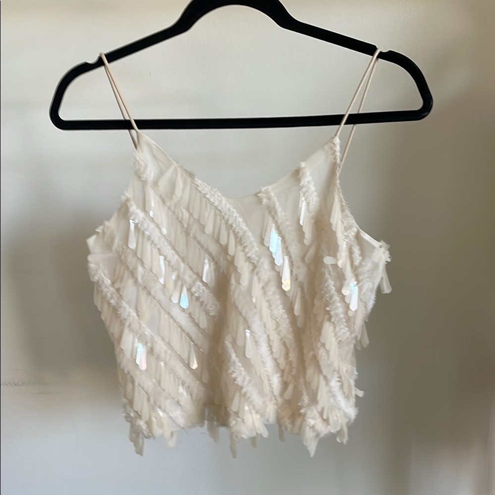 Elegant Cream Sequin Top